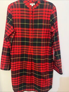 Bean Signature Red and Black Plaid Medium Long Sleeve Tunic Dress